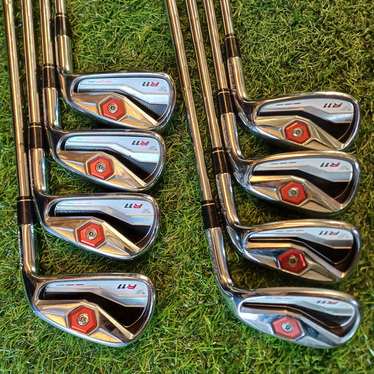Taylormade R11 4i-SW with KBS 90g Stiff Shafts.